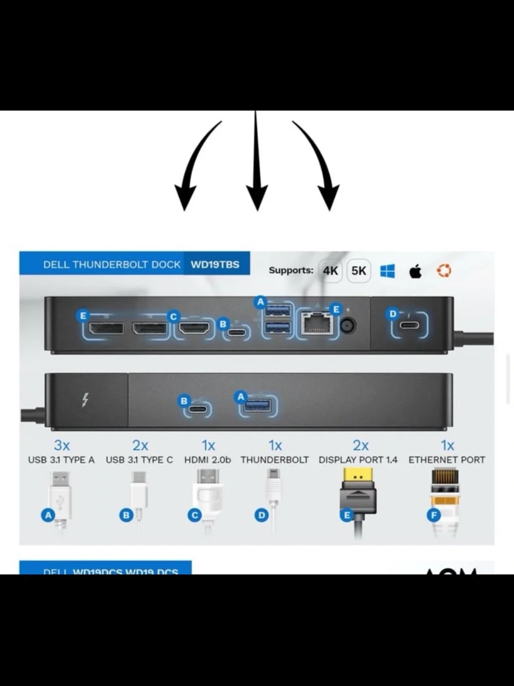 Dell Performance Dock WD 19S WD19S - 180W Docking Station